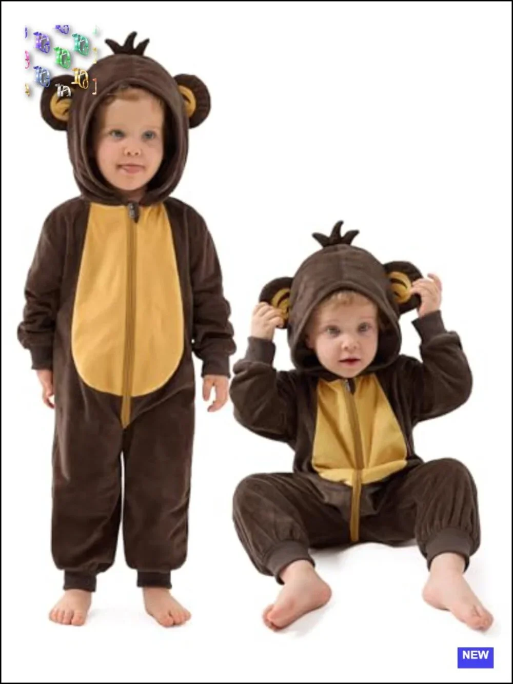 Halloween Baby Monkey Costume Hooded Jumpsuit Toddler Cosplay